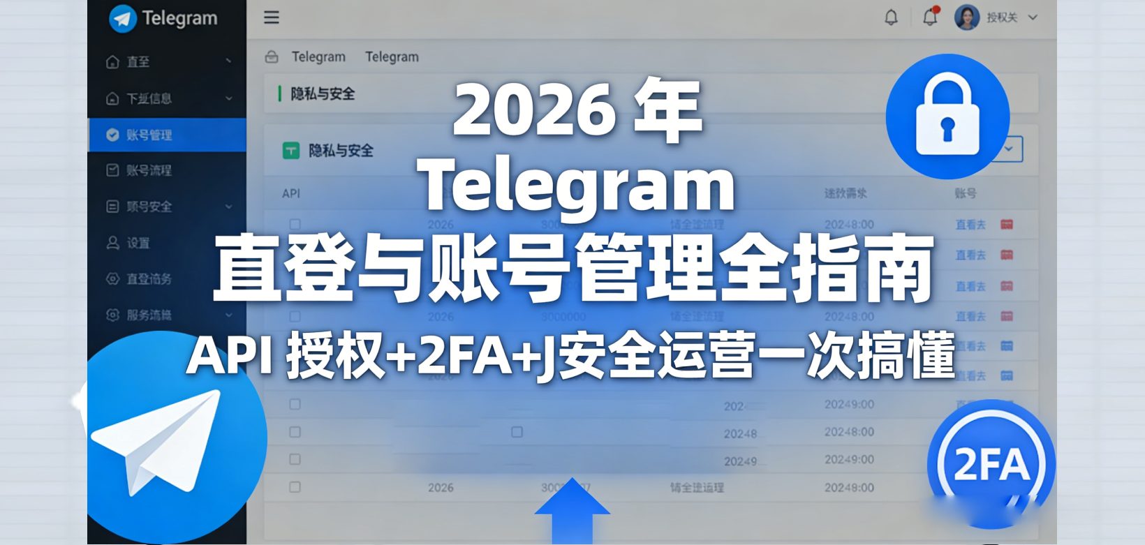 2026 年 Telegram 直登与账号管理全指南：API 授权、2FA、安全运营一次搞懂